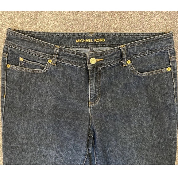 Michael Kors Women's Boot Cut Jeans Mid Rise Blue Denim Stretch Pockets Size 12 - Picture 2 of 12